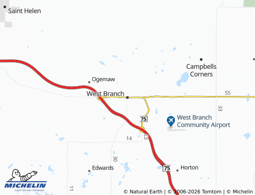 Carte MICHELIN West Branch - ViaMichelin