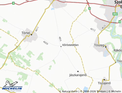 MICHELIN Kőröstetétlen map - ViaMichelin