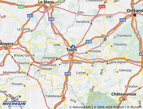 Mapa MICHELIN Indre-et-Loire - ViaMichelin
