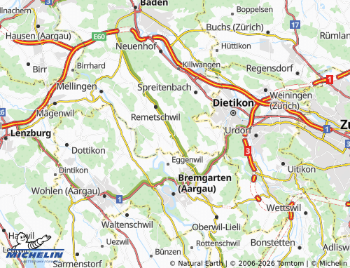 MICHELIN-Landkarte Bellikon - ViaMichelin