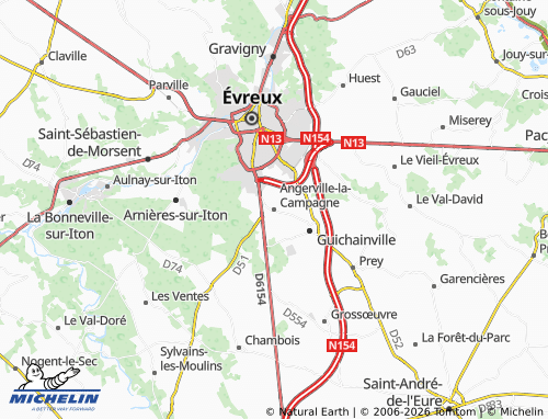 MICHELIN Angerville-la-Campagne map - ViaMichelin