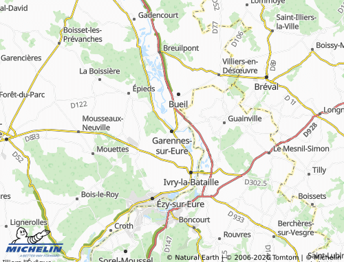 MICHELIN Garennes-sur-Eure map - ViaMichelin