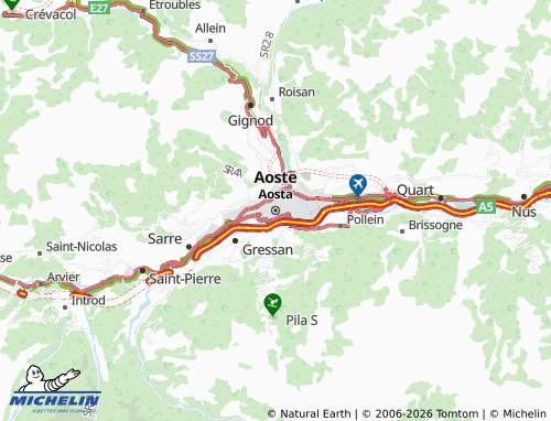 Carte MICHELIN Aoste - ViaMichelin