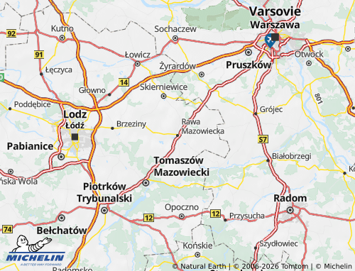 MICHELIN Skierniewicki map - ViaMichelin