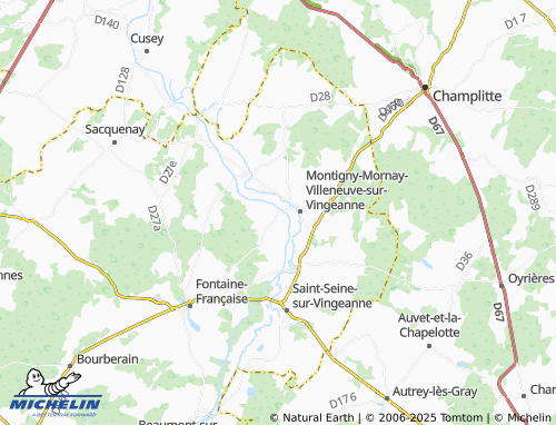 Carte MICHELIN La Villeneuve sur Vingeanne - ViaMichelin