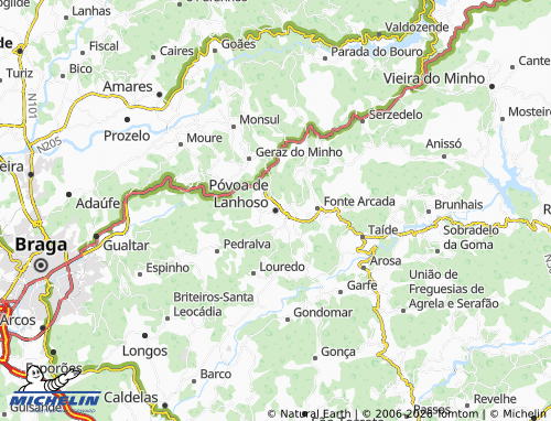 MICHELIN Póvoa de Lanhoso map - ViaMichelin