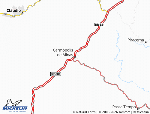MICHELIN Carmópolis de Minas map - ViaMichelin