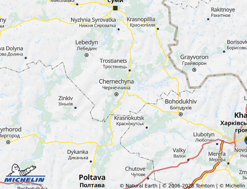 Mappa MICHELIN Okhtyrskyi raion - ViaMichelin