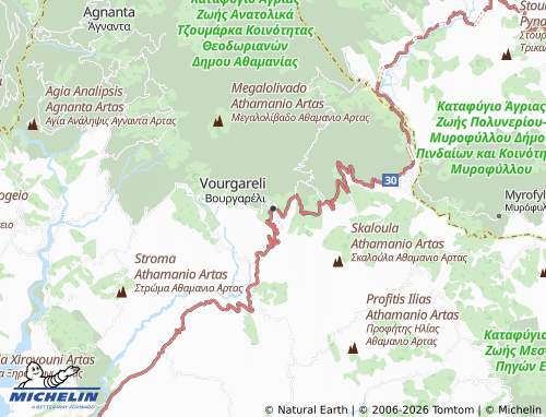MICHELIN Vourgareli map - ViaMichelin