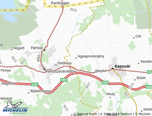 MICHELIN Agyagosszergény map - ViaMichelin
