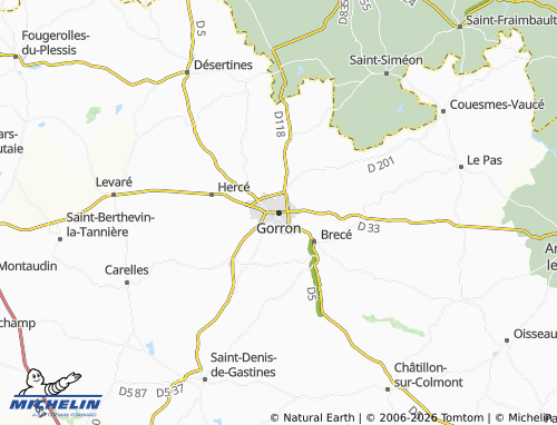 MICHELIN Gorron map - ViaMichelin