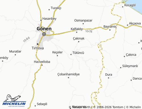 MICHELIN Tütüncü map - ViaMichelin