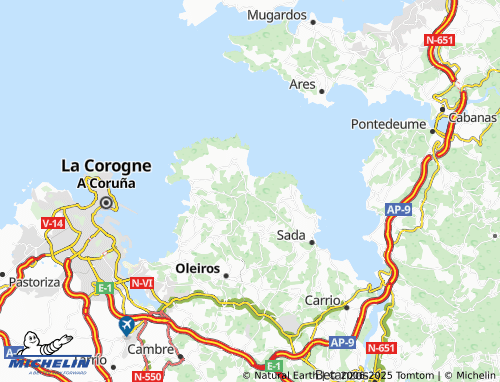 MICHELIN Veigue (Santa Comba) map - ViaMichelin