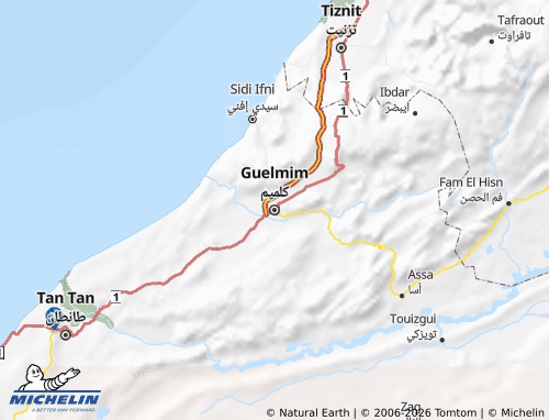 MICHELIN Guelmim-Oued Noun map - ViaMichelin
