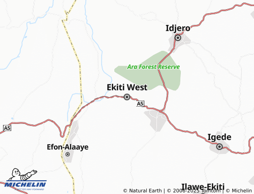 MICHELIN Ekiti West map - ViaMichelin