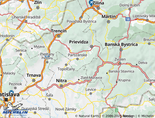 MICHELIN Partizánske map - ViaMichelin