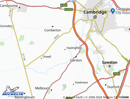 Carte MICHELIN Haslingfield - ViaMichelin