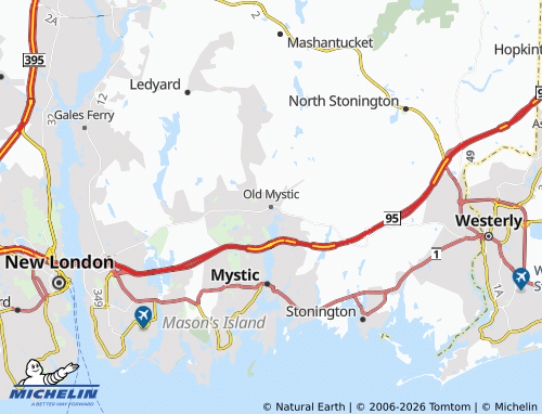 Kaart MICHELIN Old Mystic - ViaMichelin