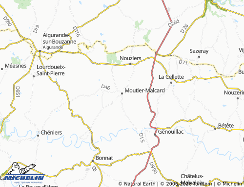Mapa MICHELIN Moutier-Malcard - ViaMichelin