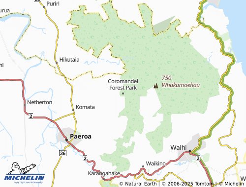 MICHELIN Coromandel Forest Park map - ViaMichelin