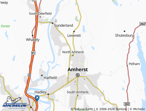 Kaart MICHELIN North Amherst - ViaMichelin