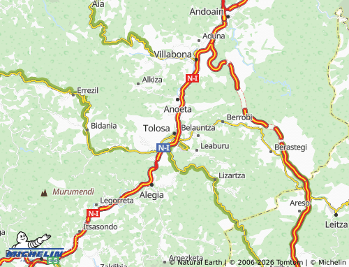 Kaart MICHELIN Tolosa - ViaMichelin