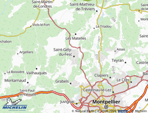 Mappa MICHELIN Saint-Gély-du-Fesc - ViaMichelin