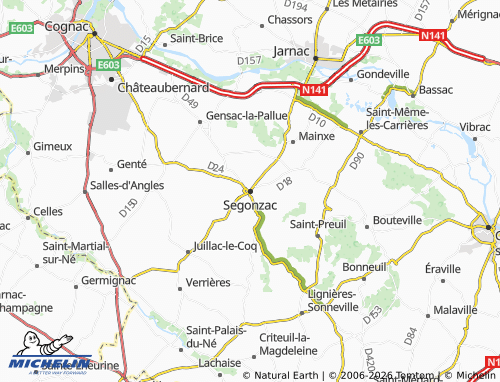 MICHELIN Segonzac map - ViaMichelin