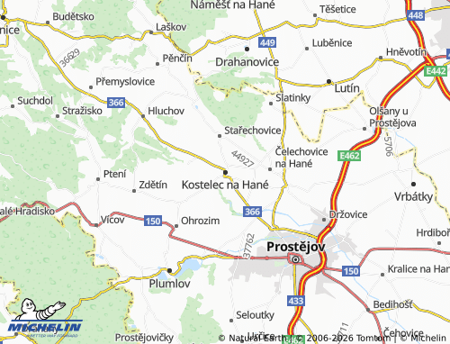 Mapa MICHELIN Kostelec na Hané - ViaMichelin