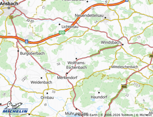 Mapa MICHELIN Wolframs-Eschenbach - ViaMichelin