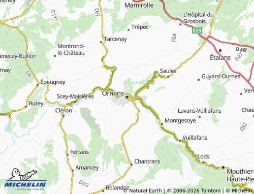 MICHELIN Ornans map - ViaMichelin