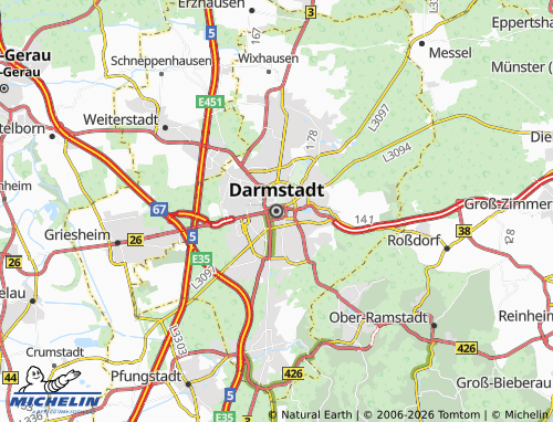 MICHELIN-Landkarte Darmstadt - ViaMichelin