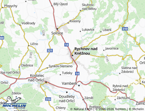 MICHELIN Rychnov nad Kněžnou map - ViaMichelin