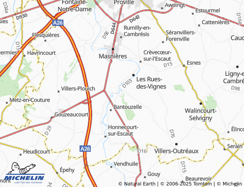 Carte MICHELIN Hameau de Vaucelles - ViaMichelin