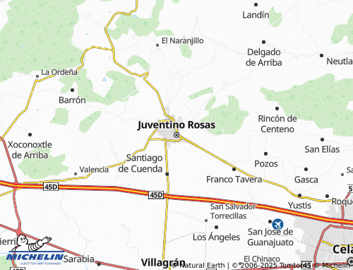 MICHELIN Juventino Rosas map - ViaMichelin
