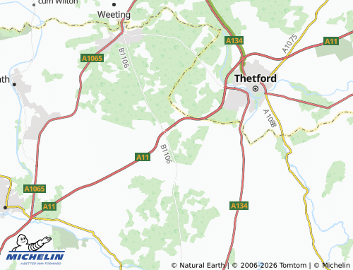 Carte MICHELIN Elveden - ViaMichelin