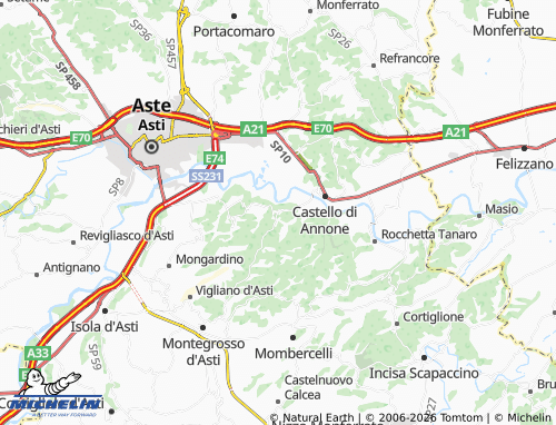 Mapa MICHELIN Rocca d'Arazzo - ViaMichelin