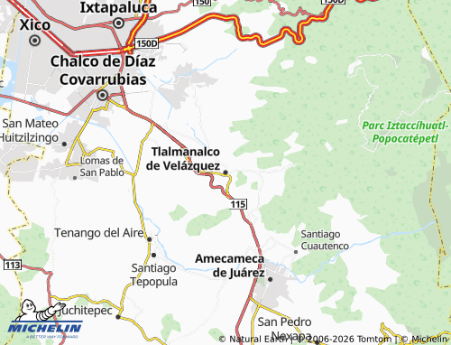 Mappa MICHELIN Tlalmanalco de Velázquez - ViaMichelin