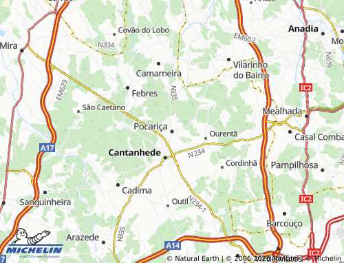 MICHELIN Pocariça map - ViaMichelin