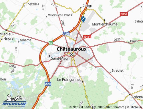 Carte MICHELIN Châteauroux - ViaMichelin