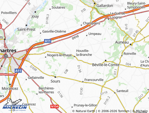 MICHELIN Houville-la-Branche map - ViaMichelin