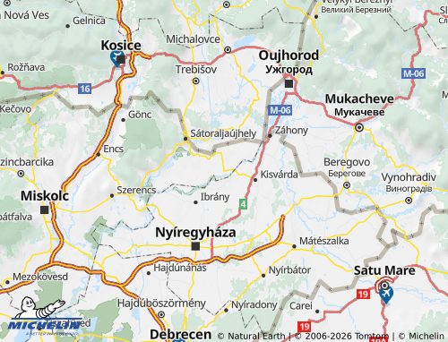 MICHELIN-Landkarte Cigándi járás - ViaMichelin