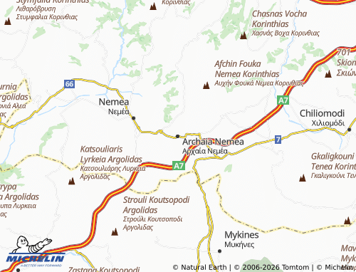 MICHELIN Archaia Nemea map - ViaMichelin