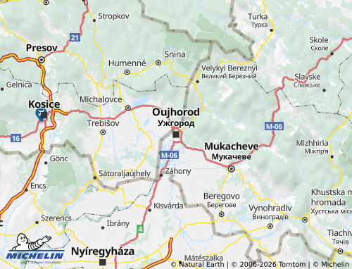 MICHELIN-Landkarte Oblast Transkarpatien - ViaMichelin