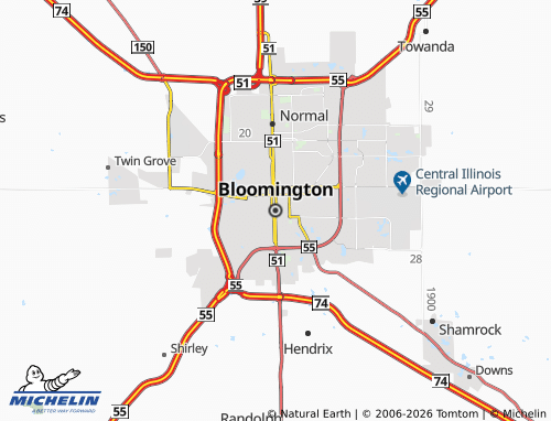 Kaart MICHELIN Bloomington - ViaMichelin