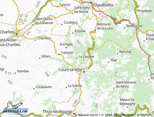 MICHELIN Le Cergne map - ViaMichelin