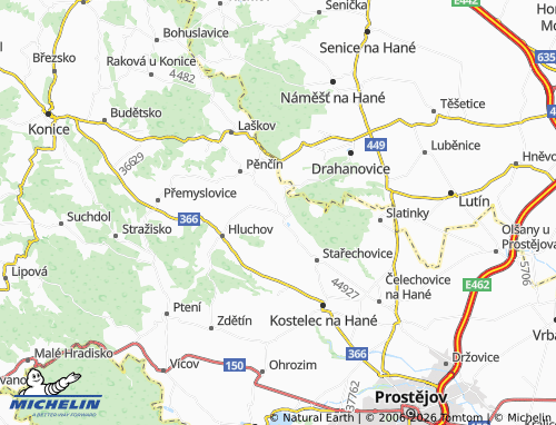 Mapa MICHELIN Čechy pod Kosířem - ViaMichelin