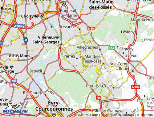 Mapa MICHELIN Yerres - ViaMichelin