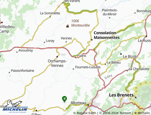 Mapa MICHELIN Fuans - ViaMichelin