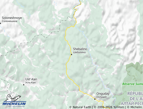 Carte MICHELIN Shebalinskiy rayon - ViaMichelin